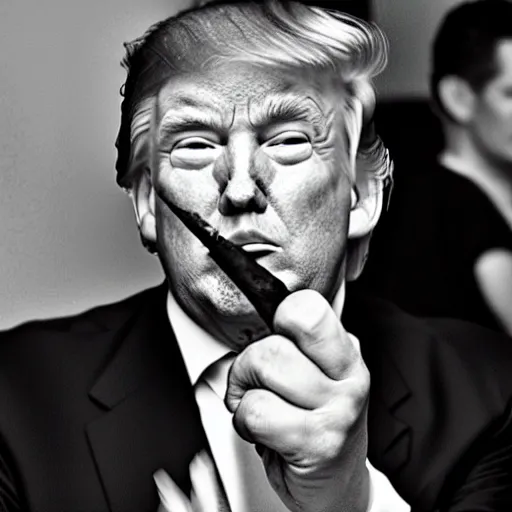 Image similar to a photo of donald trump smoking a cigar, award winning photograph