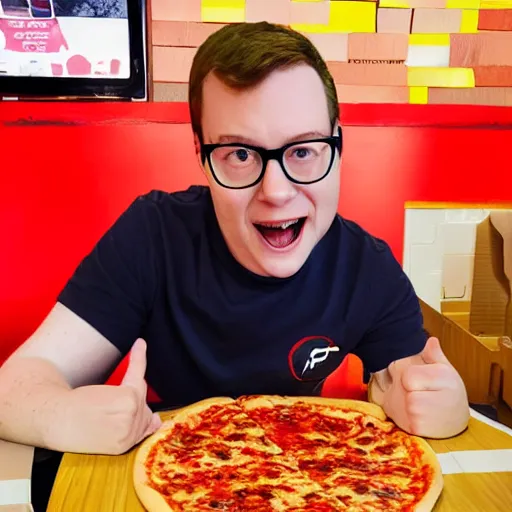 Prompt: Griffin McElroy at a Pizza Hut
