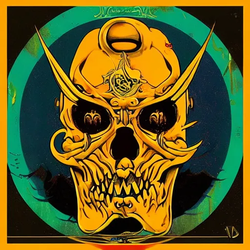 Image similar to diabolus in musica, two frames!!! composition, album cover art in a style of motorhead