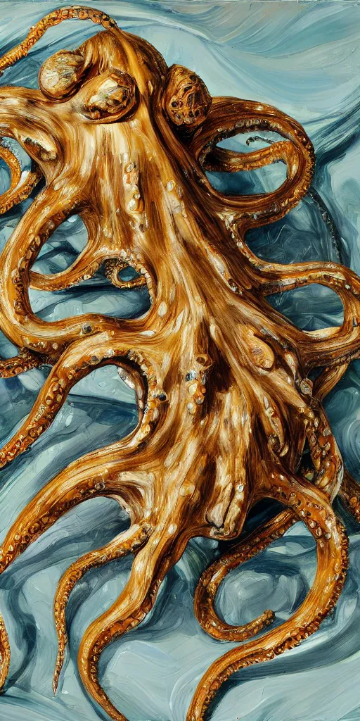 Prompt: high quality high detail painting of an octopus by lucian freud and jenny saville, hd, golden, turquoise