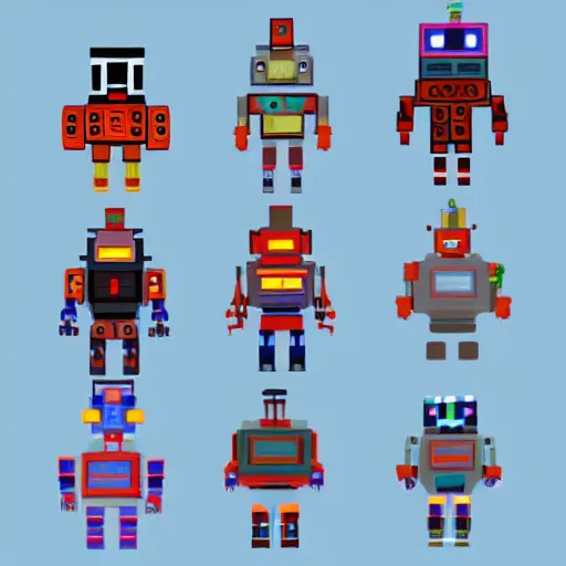 Image similar to boy robot character pixel art animation sheet