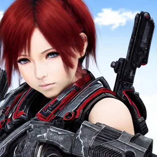 Image similar to gorgeous anime girl in Gears of War