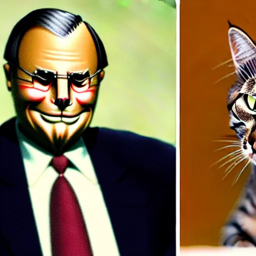 Image similar to anthropomorphic cat donald rumsfeld