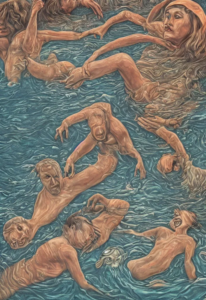 Image similar to highly detailed surrealist art about drowning slowly