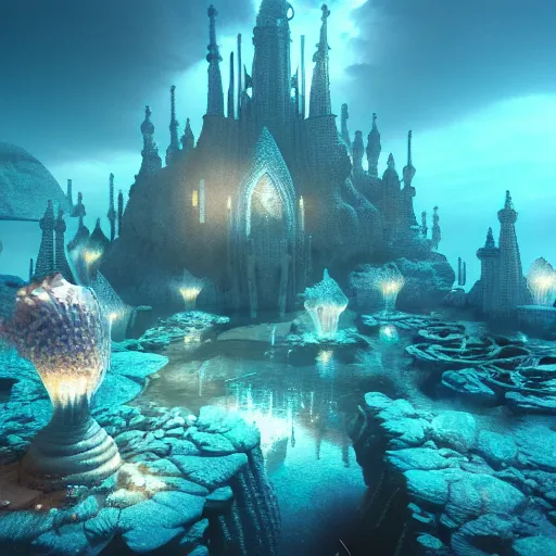 Prompt: ethereal magical underwater city, highly detailed, 4k, HDR, award-winning, octane render, artstation