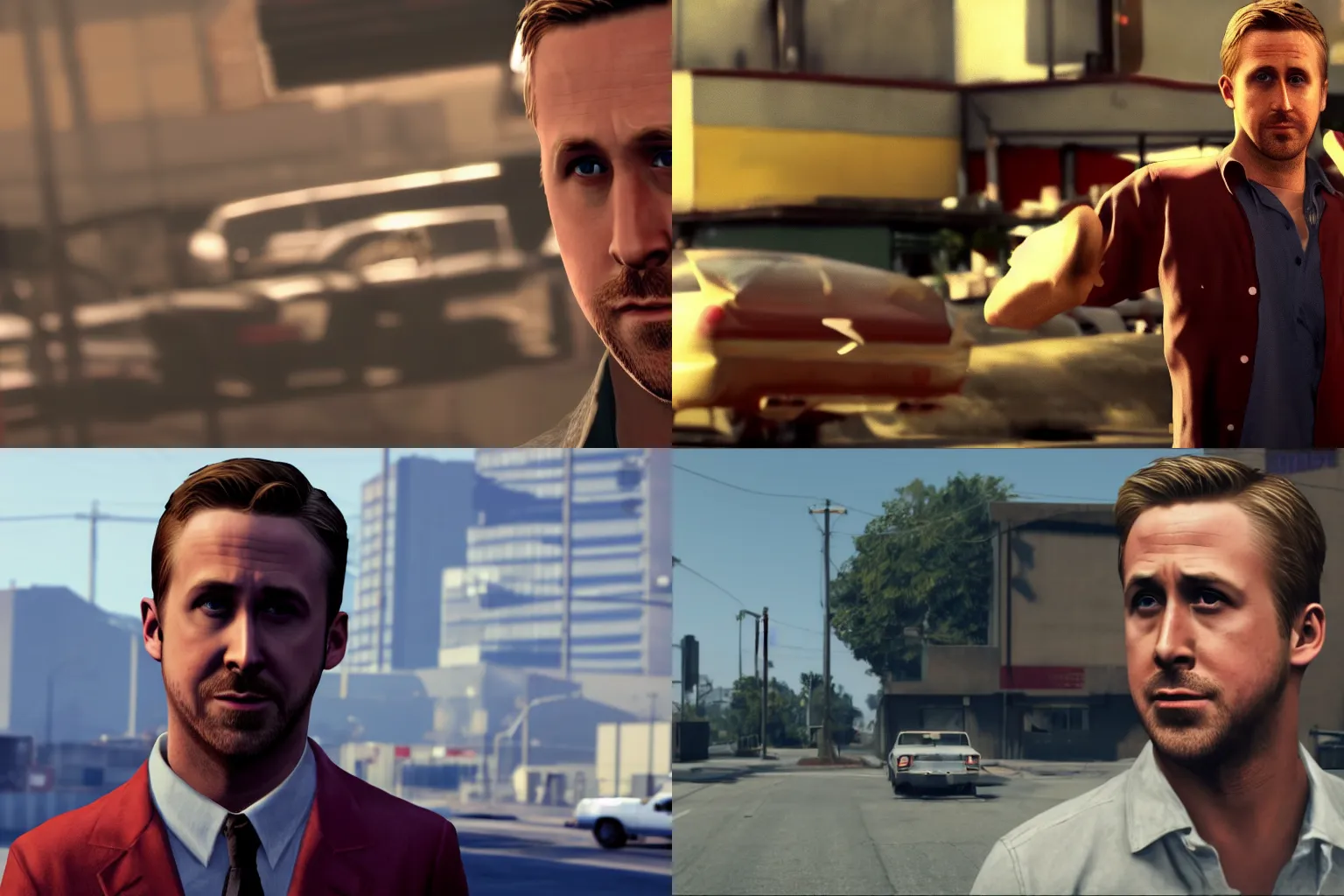 Prompt: ryan gosling on a gta v loading screen, game screencap, cg, 4k,