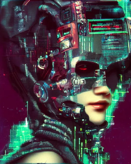 Image similar to a glitch art painting of cyberpunk cyborg knight / wizard trending on artstation deviantart pinterest detailed realistic hd 8 k high resolution