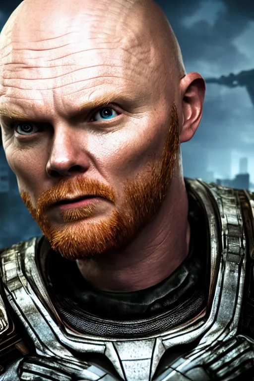 Prompt: Bill Burr as a muscular Gears of War character, photorealism, full body, white ambient background, unreal engine 5, hyperrealistic, highly detailed, XF IQ4, 150MP, 50mm, F1.4, ISO 200, 1/160s, natural light, Adobe Lightroom, photolab, Affinity Photo, PhotoDirector 365, realistic