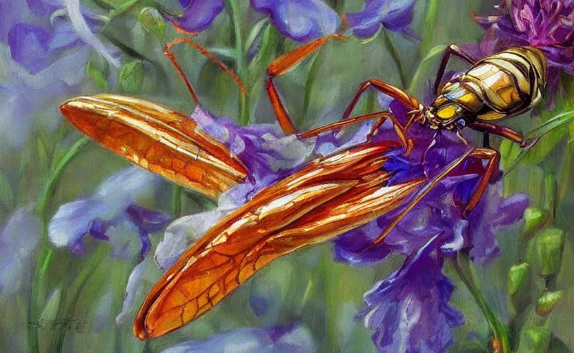 Image similar to Insect Alchemy mantis. By Konstantin Razumov, highly detailded