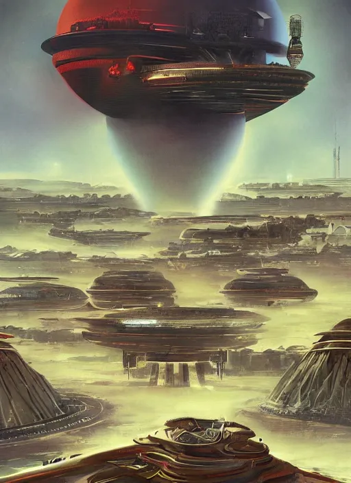 Image similar to atompunk portrait of a futuristic civilization on a strange planet, oddity