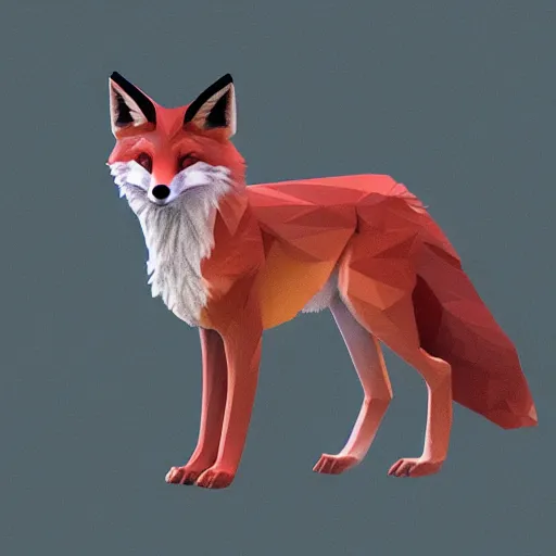 Image similar to beautiful image of low poly fox on a meadow in the fog, tranding on artstation