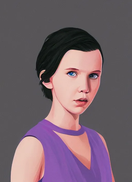 Prompt: Portrait of Millie Bobby Brown by RossDraws