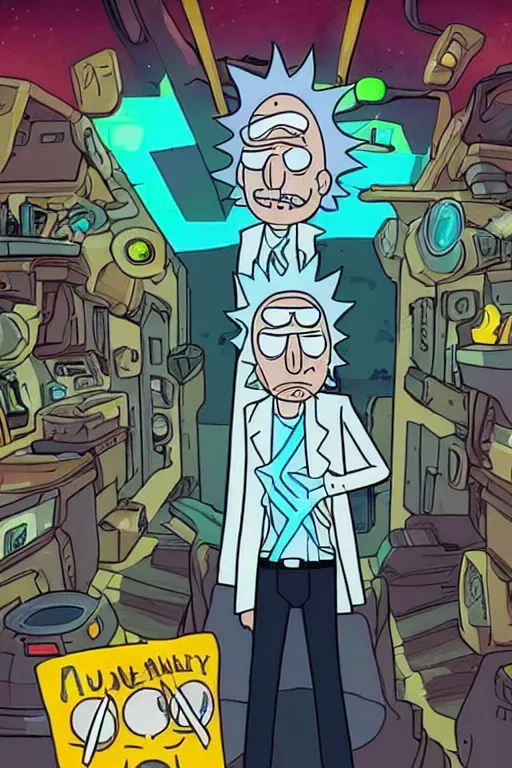 Image similar to a cross between rick sanchez and morty