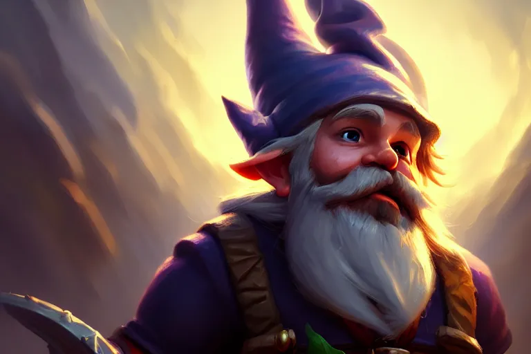 Image similar to [ important ] amazing portrait of funny gnome ], hearthstone splash art, deiv calviz, splash art, natural light, elegant, intricate, fantasy, atmospheric lighting, by greg rutkowski, hearthstone splash art, hd wallpaper, ultra high details, cinematic composition