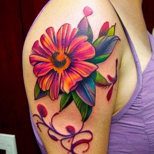 Image similar to flower tattoo, like art, highly detailed