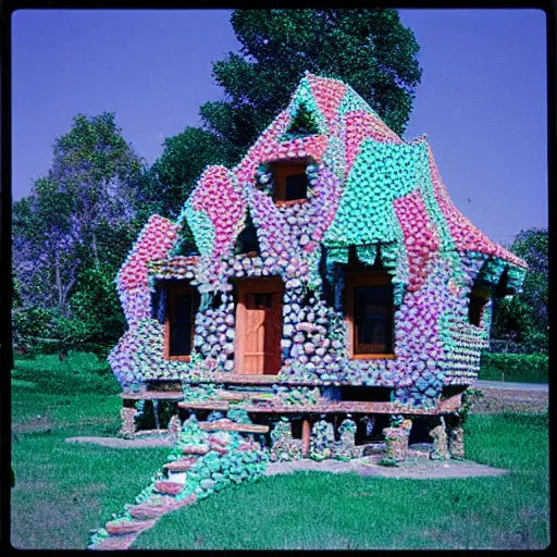 Image similar to “House made of crystal gemstones, 35 mm real estate photo”