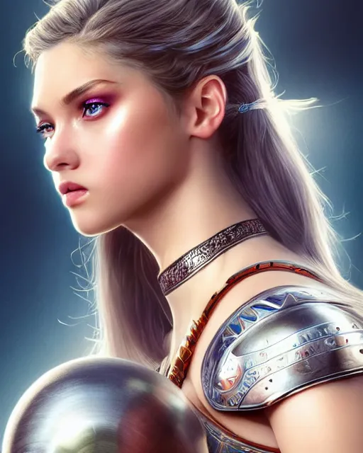 Image similar to a beautiful warrior woman bowling, photo, ultra detail, photoreal, professionally retouched, soft moonlight lighting, shiny plastic armor, realistic, smooth face, goddess, luscious lips, perfect eyes, wide angle, sharp focus on eyes, 8 k high definition, insanely detailed, intricate, elegant, art by artgerm and wlop