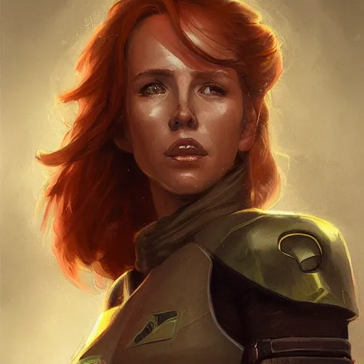 Image similar to portrait of a woman by greg rutkowski, a jedi commander, mara jade, wearing the tactical gear of the galactic alliance, star wars expanded universe, she is about 4 0 years old, highly detailed portrait, digital painting, artstation, concept art, smooth, sharp foccus ilustration, artstation hq