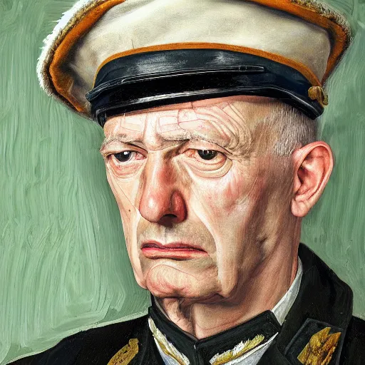 Image similar to high quality high detail painting by lucian freud, hd, portrait of military general