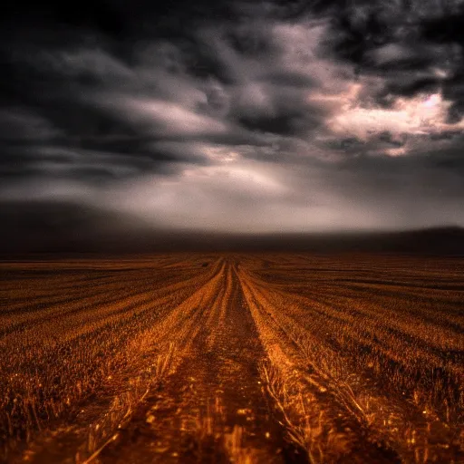 Image similar to a amazing beautiful award winning landscape photo of a very dark world, cinematic