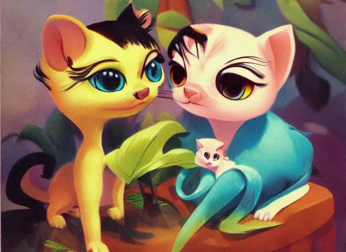 Prompt: littlest pet shop cat illustration by harold von schmidt