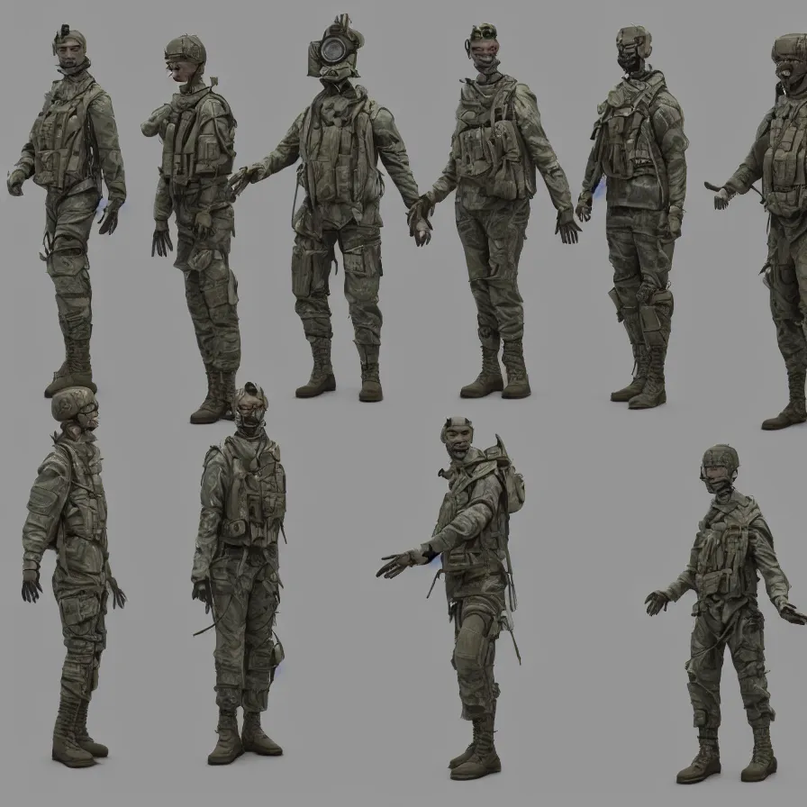 Prompt: suited beings, 4 limbs and civilized behavior, military soldier behavior, photorealistic rendering, hyperdetailed