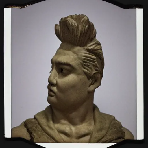 Prompt: polaroid photo of fragmented greek sculpture of kim jong - un