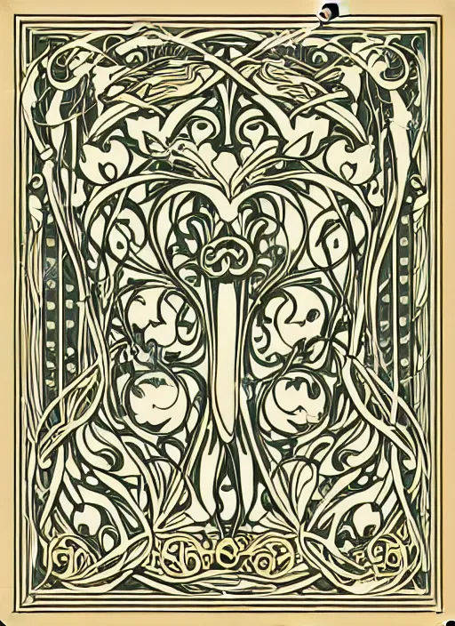 Prompt: art nouveau ornament symbolique pimpernel traditional oriental geometrical borders for design stock vector, painting