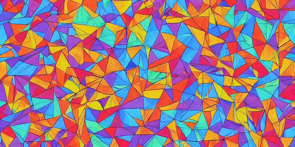 Image similar to seamless pattern of large colorful squares in escher style, three - precision perspective, optical illusion