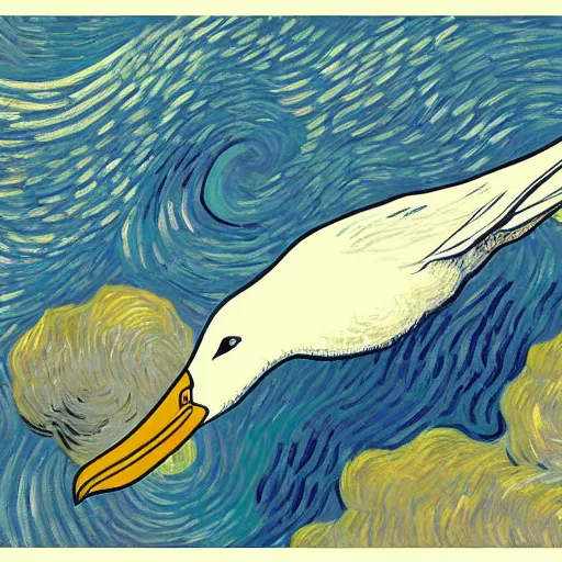 Prompt: an albatross by vincent van gogh, digital art, trending on artstation