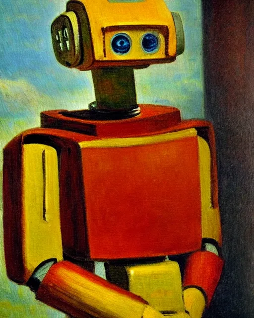 Image similar to impressionist portrait of a robot, french art