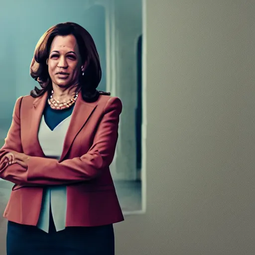 Prompt: disney cruelly devilla as kamala harris, 8 k, professional photography, cinematic shot, dark, smoke