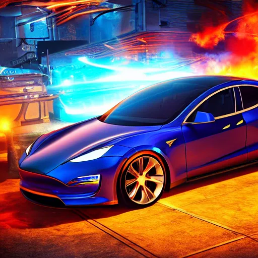Prompt: photography of a hyper realistic tesla blue electric arc, steam punk background. high detail, professional digital art, unreal engine 5 8 k rendering