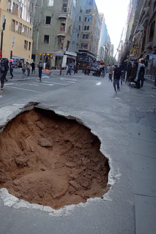 Image similar to an big hole on the street,