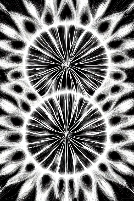 Prompt: nuclear dandelion, symmetrical, highly detailed, digital art, sharp focus, trending on art station, glowing