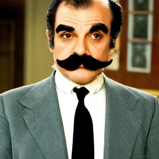 Image similar to scene of the hercule poirot tv serie featuring david suchet with a smaller moustache