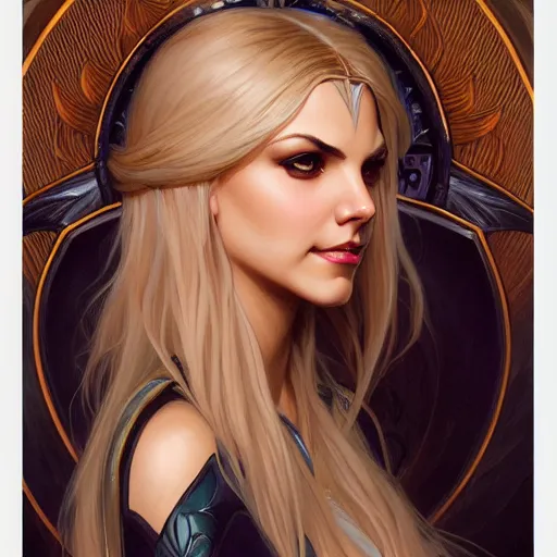 Image similar to Blonde Victoria Justice as Bat Girl, western, D&D, fantasy, intricate, elegant, highly detailed, digital painting, artstation, concept art, matte, sharp focus, illustration, art by Artgerm and Greg Rutkowski and Alphonse Mucha