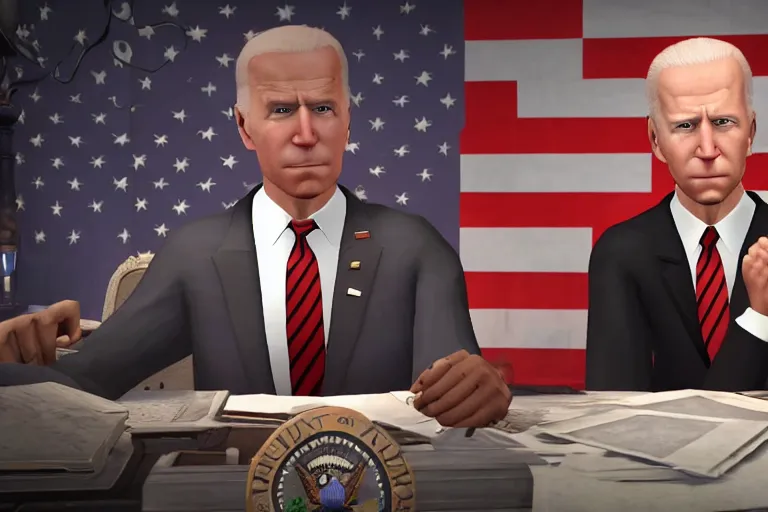 Prompt: screenshot of joe biden in hitman absolution