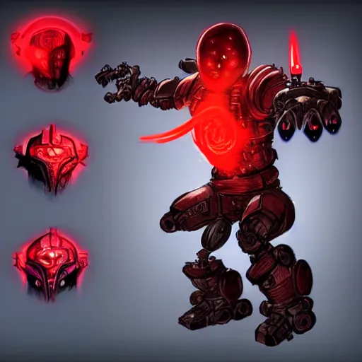 Image similar to A warforged from Dungeons & Dragons looking like the BIONICLE Keetongu, with one red glowing eye and eldritch styled tattoos on his arms, art by Christian Faber