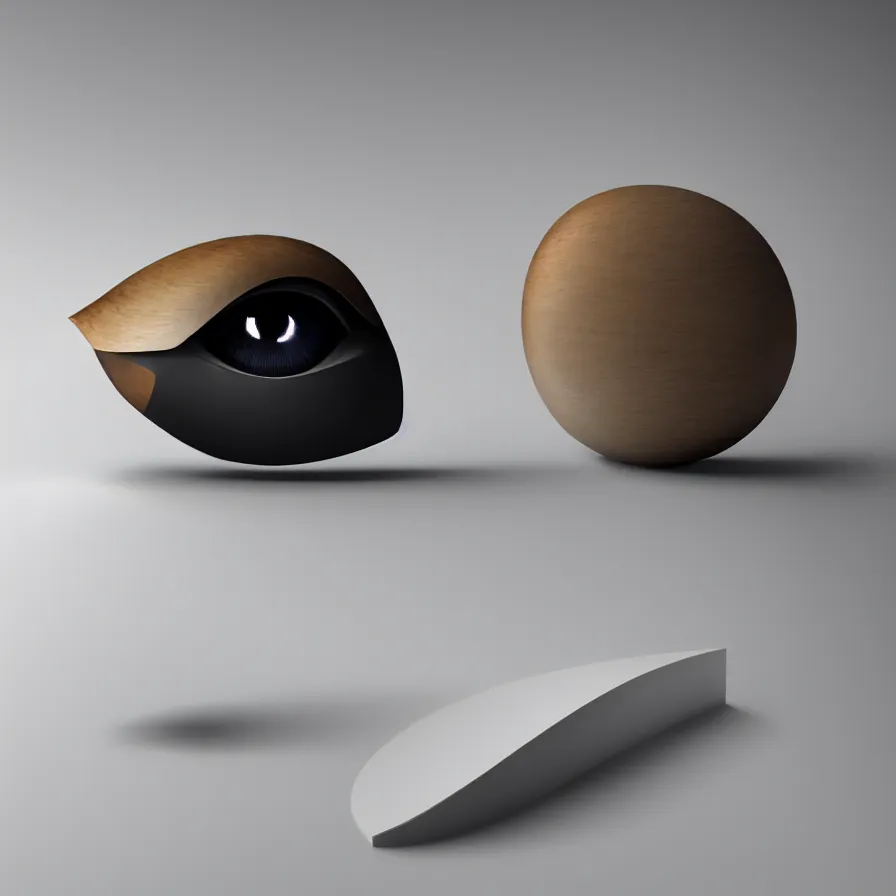 Image similar to single artificial eye ; designed by c. a. k. e., marc newsom, zaha hadid, blond ltd, layer design ; natural materials ; industrial design ; behance ; le manoosh ; pinterest ; if design award ; reddot design award