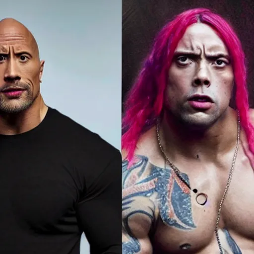 Image similar to dwayne johnson as a billie eilish dwayne johson dressed as a billie eilish 4k