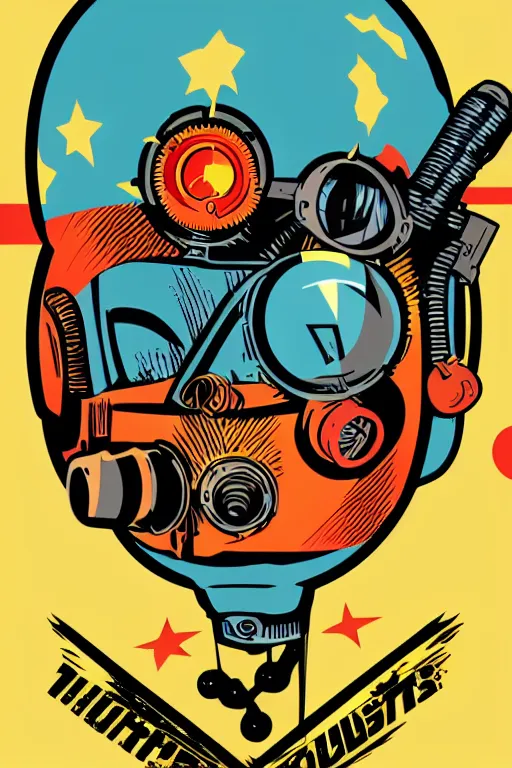 Image similar to fallout 7 6 retro futurist illustration art by butcher billy, sticker, colorful, illustration, highly detailed, simple, smooth and clean vector curves, no jagged lines, vector art, smooth andy warhol style