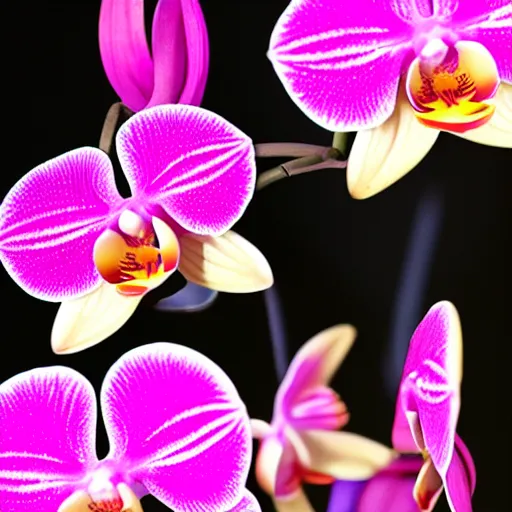 Prompt: orchid glowing in the dark