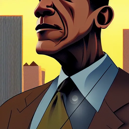 Prompt: barrack Obama pondering nuclear destruction, ruined city, highly detailed, digital painting, artstation, concept art, smooth, sharp focus, illustration, art by frank Miller and yoji shinakawa