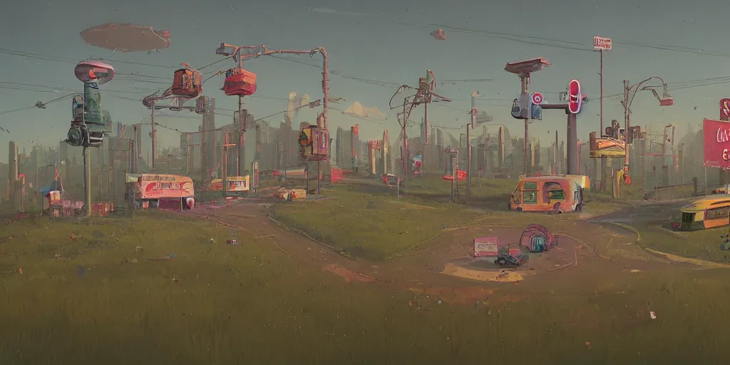 Prompt: a miniature world by simon stalenhag