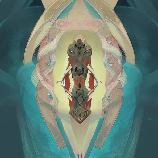 Image similar to shark - ron cheng & alphonse mucha, highly detailed, digital painting, ray tracing, concept art, illustration, smooth sharp focus, intricate, symmetry, artstation,