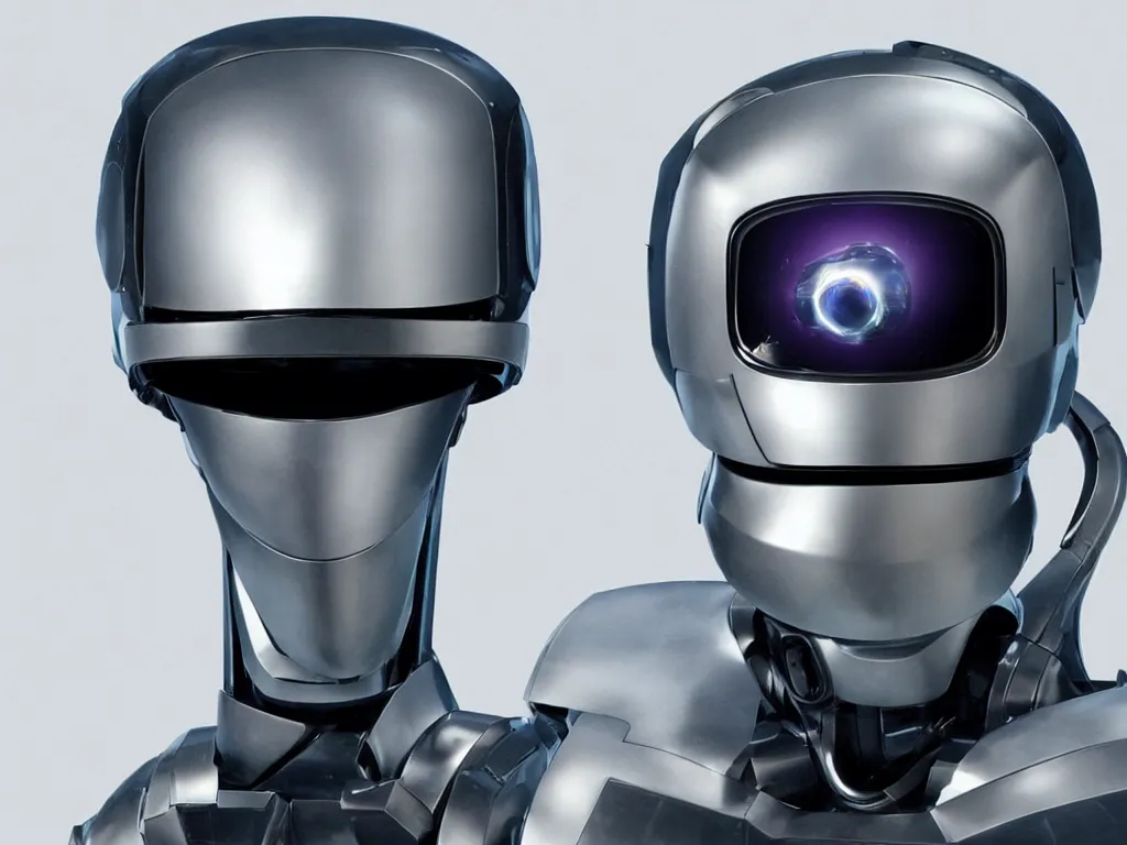 Image similar to Robot with a curved visor-like screen as a face, with a furry, but armour-plated body.