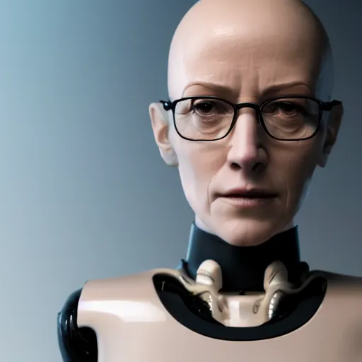 Prompt: showcase of a new female robot companion modeled after female walter white, 4k, realistic, unreal engine render, trending in artstation, artstationHD, artstationHQ