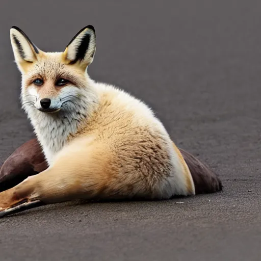 Prompt: photo of a hybrid between a fox and a seal