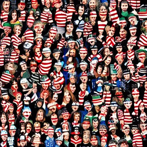 Prompt: “Where’s Waldo” where Waldo isn’t Waldo